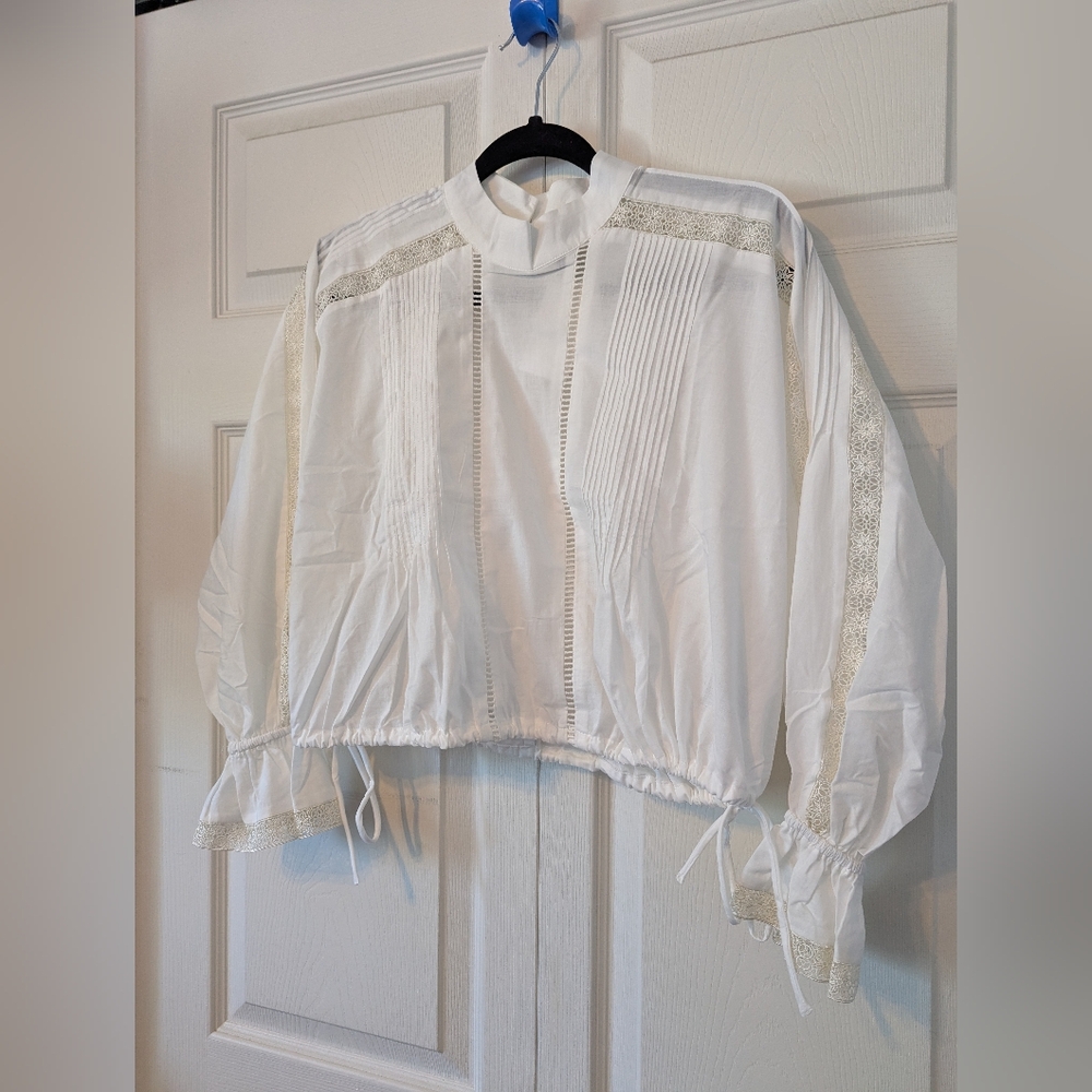 H&M Lace-Inset Cotton Blouse - Picture 7 of 16